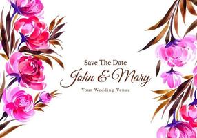 carta di fiori decorativi dell'acquerello dell'invito di nozze vettore