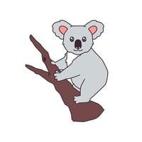 cartone animato carino grigio koala su un' albero ramo vettore illustrazione