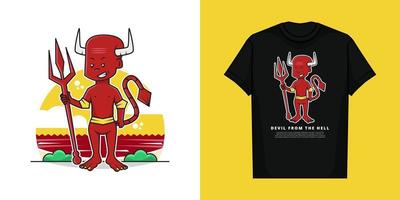 illustrazione vettore grafico di diavolo a partire dal il inferno personaggio con maglietta modello design
