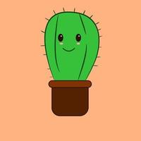 carino cartone animato cactus, kawaii cactus vettore illustrazione