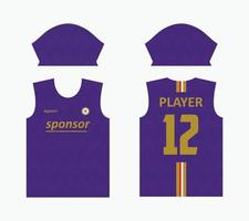 astratto modello maglia schermo stampa design per maglia sublimazione. maglia modelli per gli sport squadre di calcio, pallacanestro, Ciclismo, pallavolo, eccetera. gradazione buio viola colore tema con golde vettore