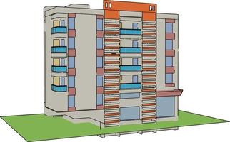 Residenziale costruzione, illustrazione, vettore su bianca sfondo.