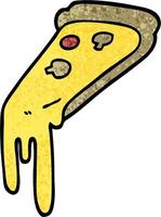 grunge strutturato illustrazione cartone animato Pizza fetta vettore