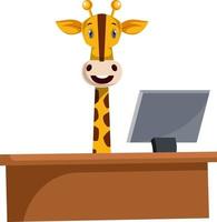 giraffa Lavorando di il scrivania, illustrazione, vettore su bianca sfondo.