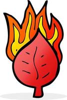 cartone animato foglia su fuoco simbolo vettore