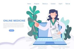 dottoressa in laptop per ordine di prescrizione online vettore