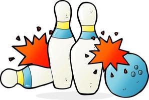 cartone animato bowling palla e birilli vettore