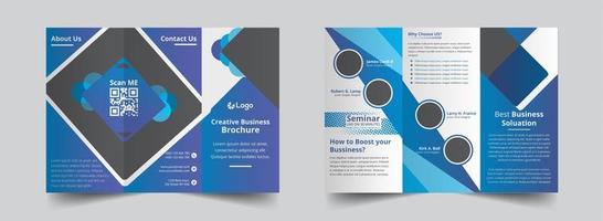modello di brochure a tre gradiente blu creativo vettore