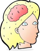 cartone animato femmina testa con cervello simbolo vettore