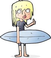 cartone animato surfer ragazza vettore