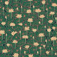 fiori di loto senza soluzione di continuità modello design. vettore illustrazione Vintage ▾ Stampa. acqua gigli per involucro carta, sfondo, tessili, tessuto