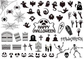 contento Halloween vettore silhouette illustrazione impostato isolato su un' bianca sfondo.