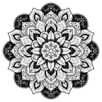 mandala floreale bianco e nero decorativo vettore