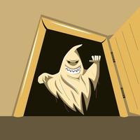 raccapricciante fantasma nel il porta. Halloween. vettore