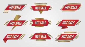 emblemi di vendita calda di forma ad angolo rosso e oro vettore