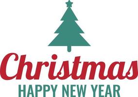 allegro Natale e contento nuovo anno lettering e citazione illustrazione vettore