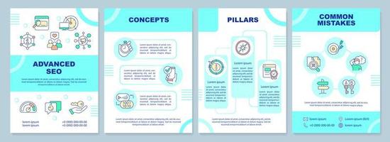 ricerca motore ottimizzazione opuscolo modello. volantino design con lineare icone. modificabile 4 vettore layout per presentazione, annuale rapporti.