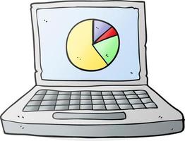 cartone animato il computer portatile computer con torta grafico vettore