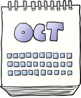 cartone animato calendario mostrando mese di ottobre vettore