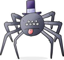 cartone animato Halloween ragno nel superiore cappello vettore