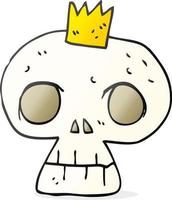 cartone animato cranio con corona vettore