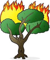 albero in fiamme dei cartoni animati vettore