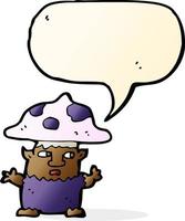 cartone animato poco fungo uomo con discorso bolla vettore