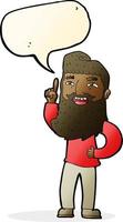 cartone animato contento barbuto uomo con idea con discorso bolla vettore