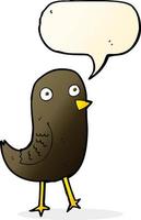 divertente cartone animato uccello con discorso bolla vettore