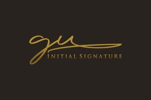 iniziale GU lettera firma logo modello elegante design logo. mano disegnato calligrafia lettering vettore illustrazione.