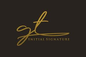 iniziale gt lettera firma logo modello elegante design logo. mano disegnato calligrafia lettering vettore illustrazione.