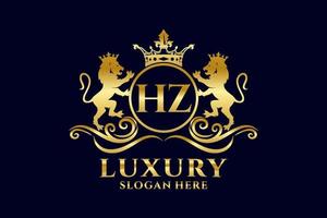iniziale hz lettera Leone reale lusso logo modello nel vettore arte per lussuoso il branding progetti e altro vettore illustrazione.
