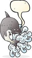 cartone animato squalo con discorso bolla vettore