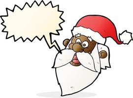 cartone animato gioviale Santa Claus viso con discorso bolla vettore