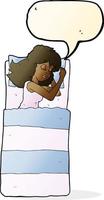 cartone animato addormentato donna con discorso bolla vettore