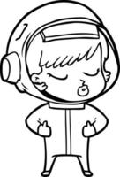 cartone animato bella astronauta ragazza vettore