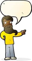 cartone animato uomo con barba puntamento con discorso bolla vettore