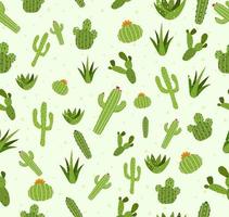 senza soluzione di continuità modello vario tipi di cactus impianti verde natura alberi quello vivere nel il deserto avere spine in giro loro per proteggere loro stessi. vettore
