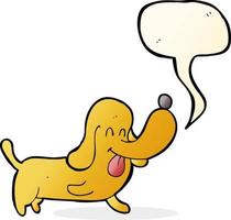 cartone animato contento cane con discorso bolla vettore