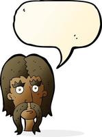cartone animato uomo con lungo baffi con discorso bolla vettore