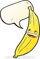cartone animato contento Banana con discorso bolla vettore