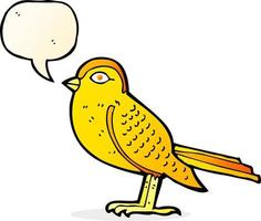 cartone animato giardino uccello con discorso bolla vettore