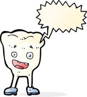 cartone animato dente con discorso bolla vettore