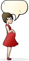 cartone animato incinta donna con discorso bolla vettore