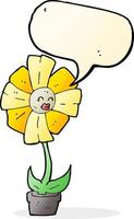 cartone animato fiore con discorso bolla vettore