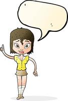 cartone animato donna fabbricazione punto con discorso bolla vettore