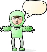 cartone animato astronauta con discorso bolla vettore