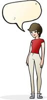 cartone animato moderno attraente donna con discorso bolla vettore