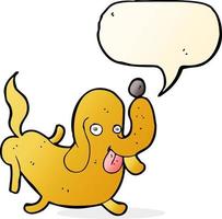 cartone animato cane attaccare su lingua con discorso bolla vettore