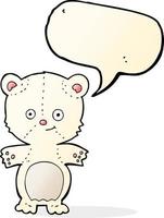 cartone animato polare orso cucciolo con discorso bolla vettore